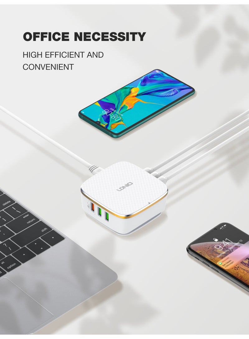 LDNIO A6704 Desktop Fast Charger 35W with 6 USB Ports, QC 3.0 & Smart Auto-ID Technology, Simultaneous Charging for 6 Devices, Stable Voltage Output, Fireproof Design, Ideal for Home & Office Use - Image 5